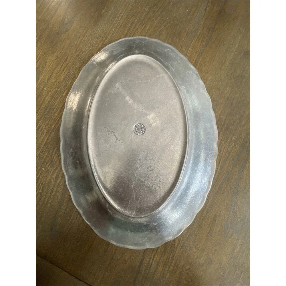 Vintage Wilton Armetale Oak Acorn Oval Serving Platter 14.5